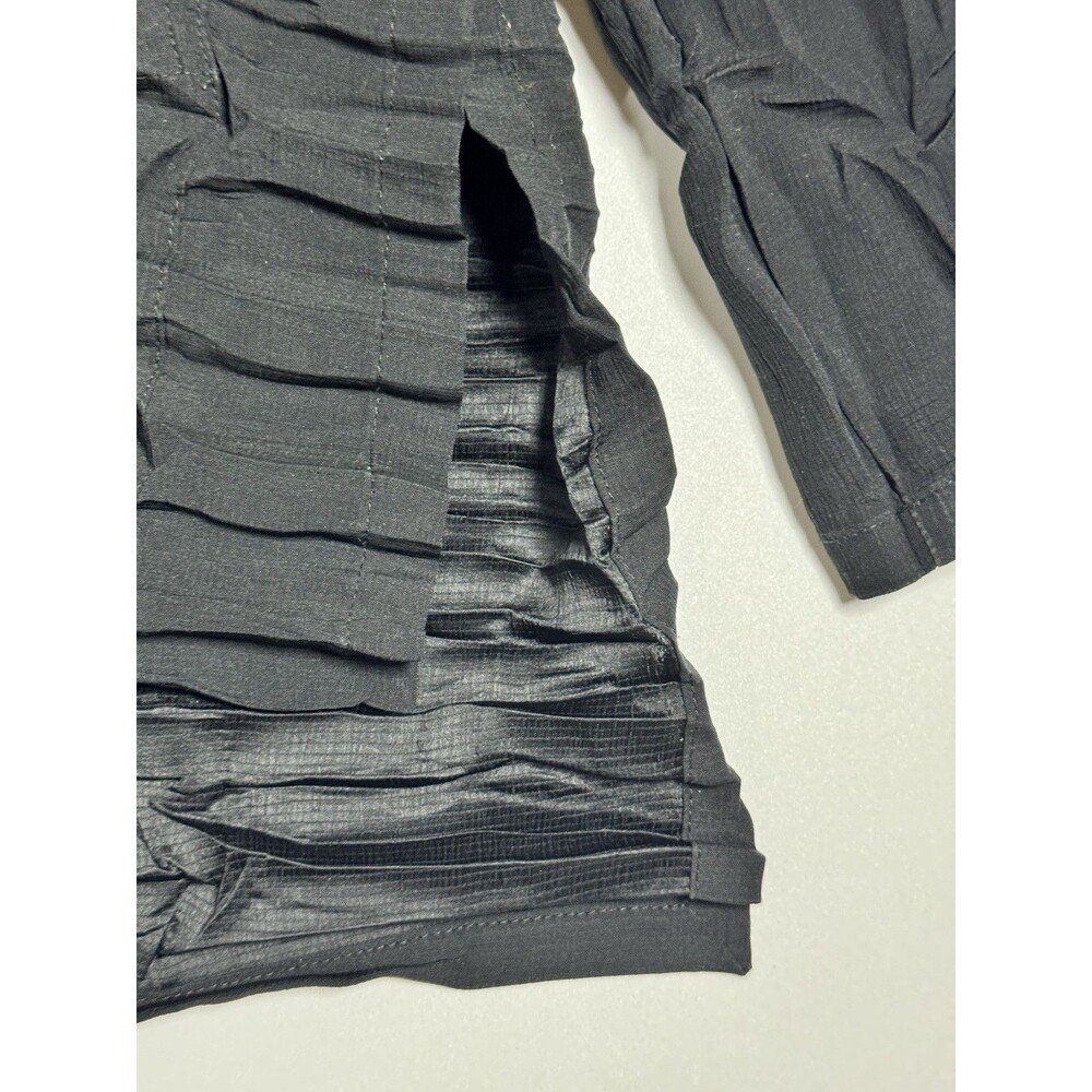 Babette SF Art To Wear Tunic Blouse Small Black Crinkle Scarf Top Minimalist - Picture 10 of 14
